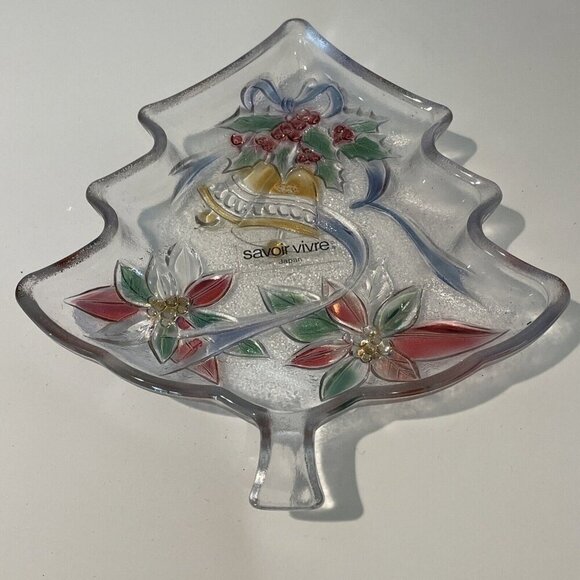 SAVOIR VIVRE Embossed Christmas Tree Server Candy Dish Holiday Spirit  7.5" NEW - Picture 2 of 7